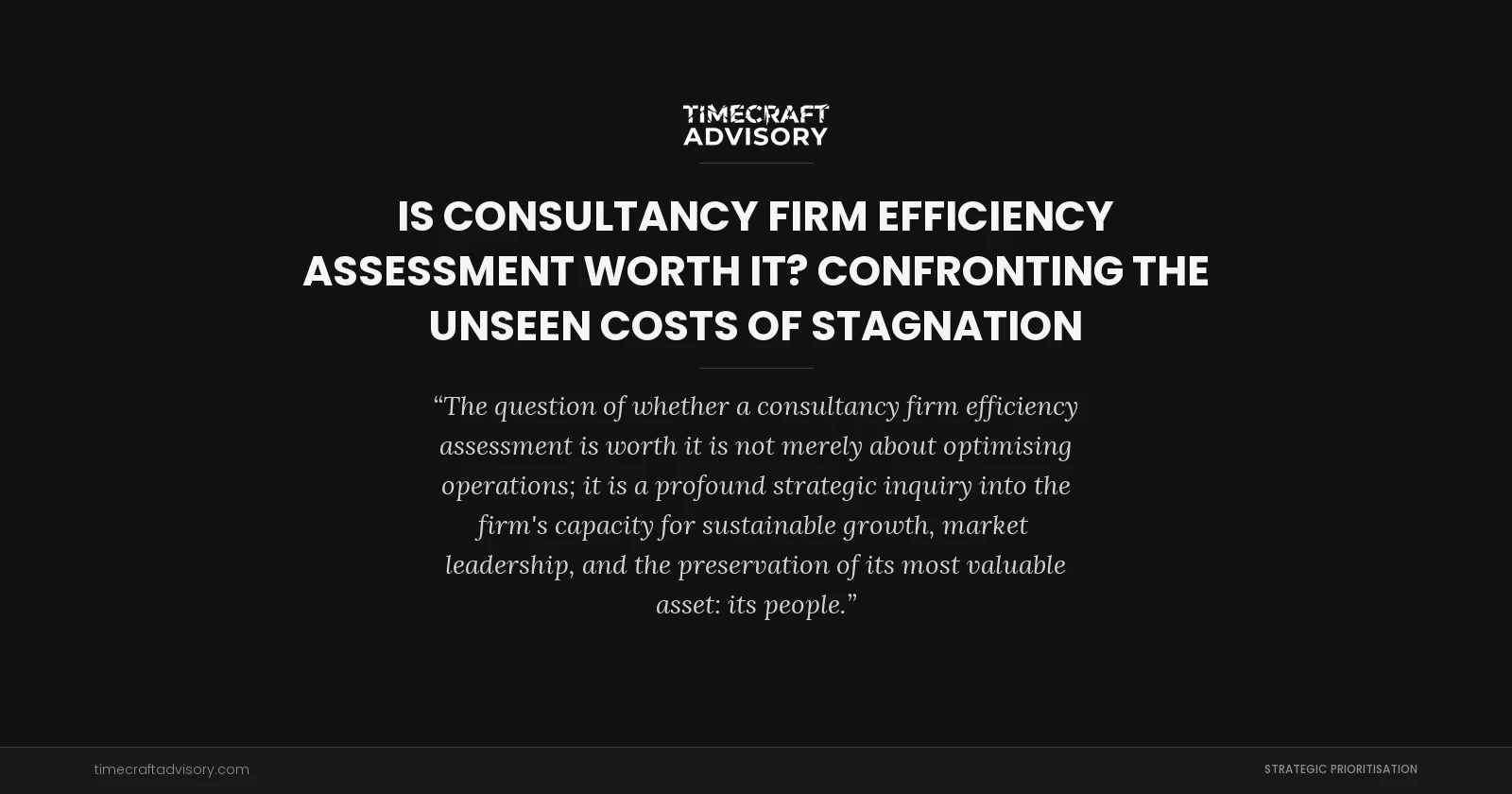 Is Consultancy Firm Efficiency Assessment Worth It? Confronting the Unseen Costs of Stagnation