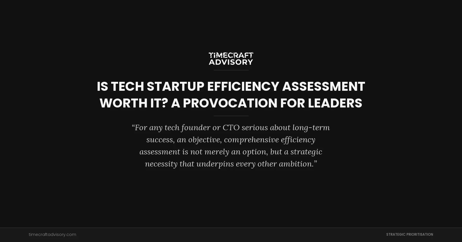 Is Tech Startup Efficiency Assessment Worth It? A Provocation for Leaders