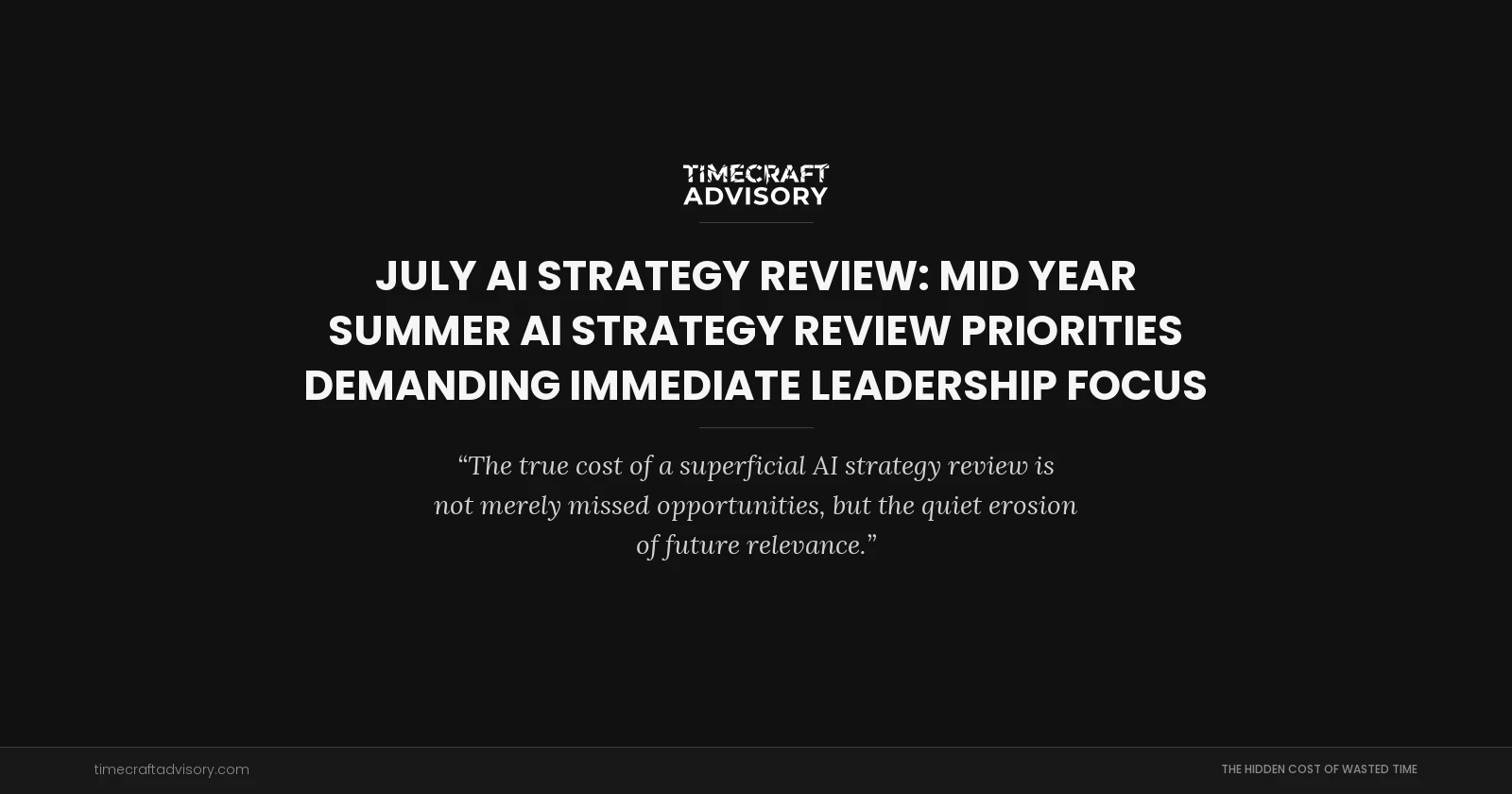 July AI Strategy Review: Mid Year Summer AI Strategy Review Priorities Demanding Immediate Leadership Focus
