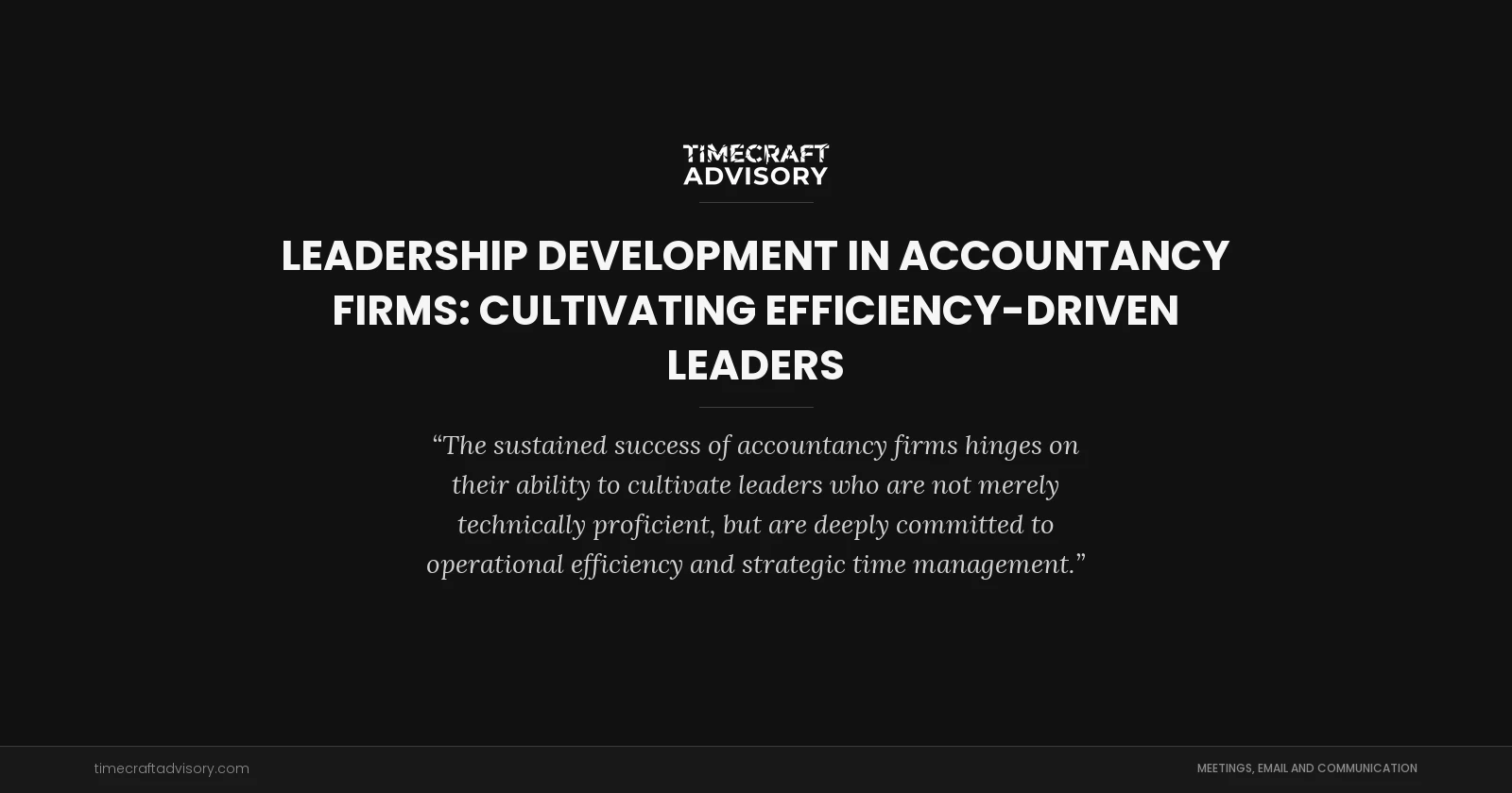 Leadership Development in Accountancy Firms: Cultivating Efficiency-Driven Leaders