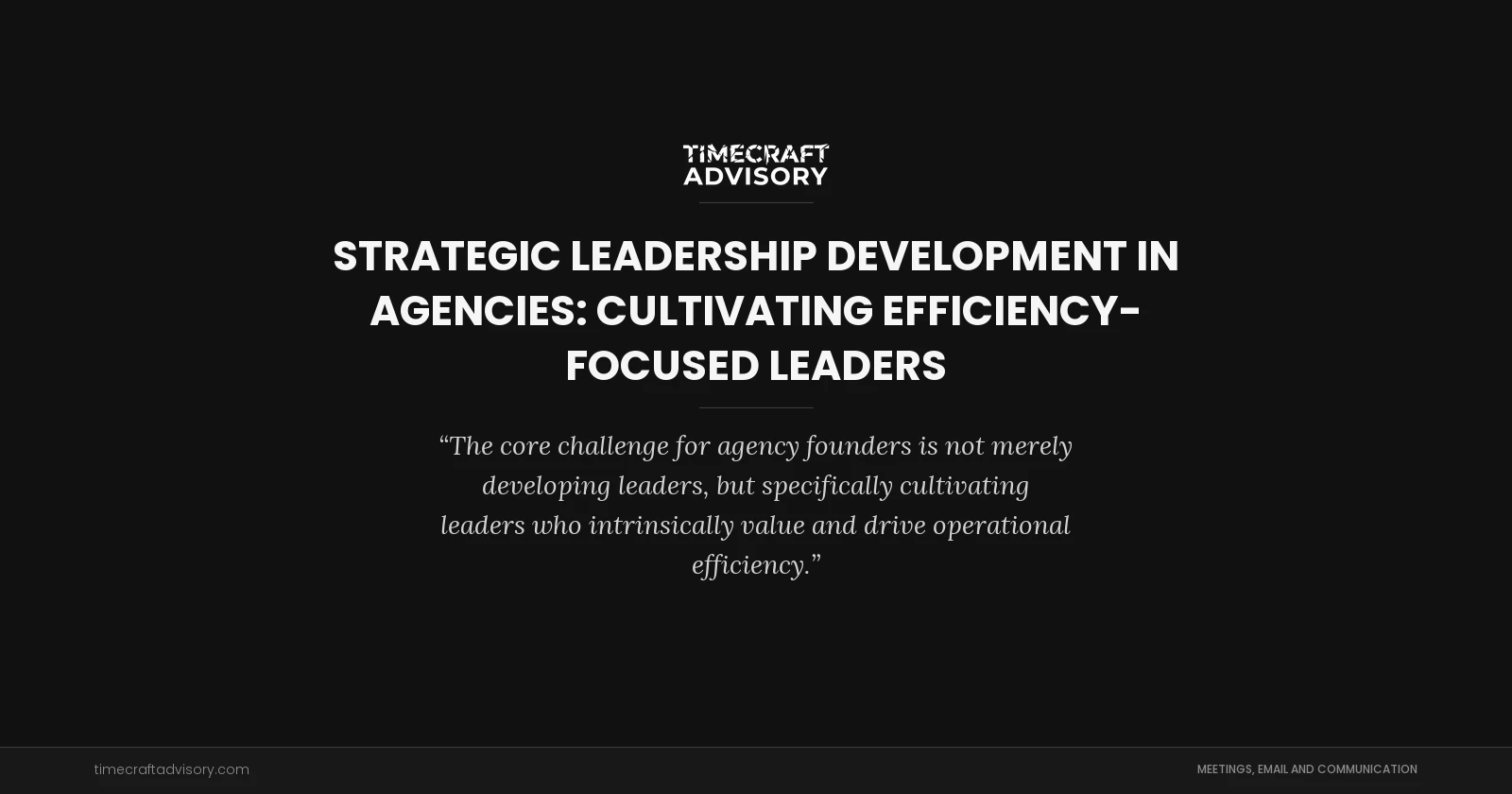 Strategic Leadership Development in Agencies: Cultivating Efficiency-Focused Leaders