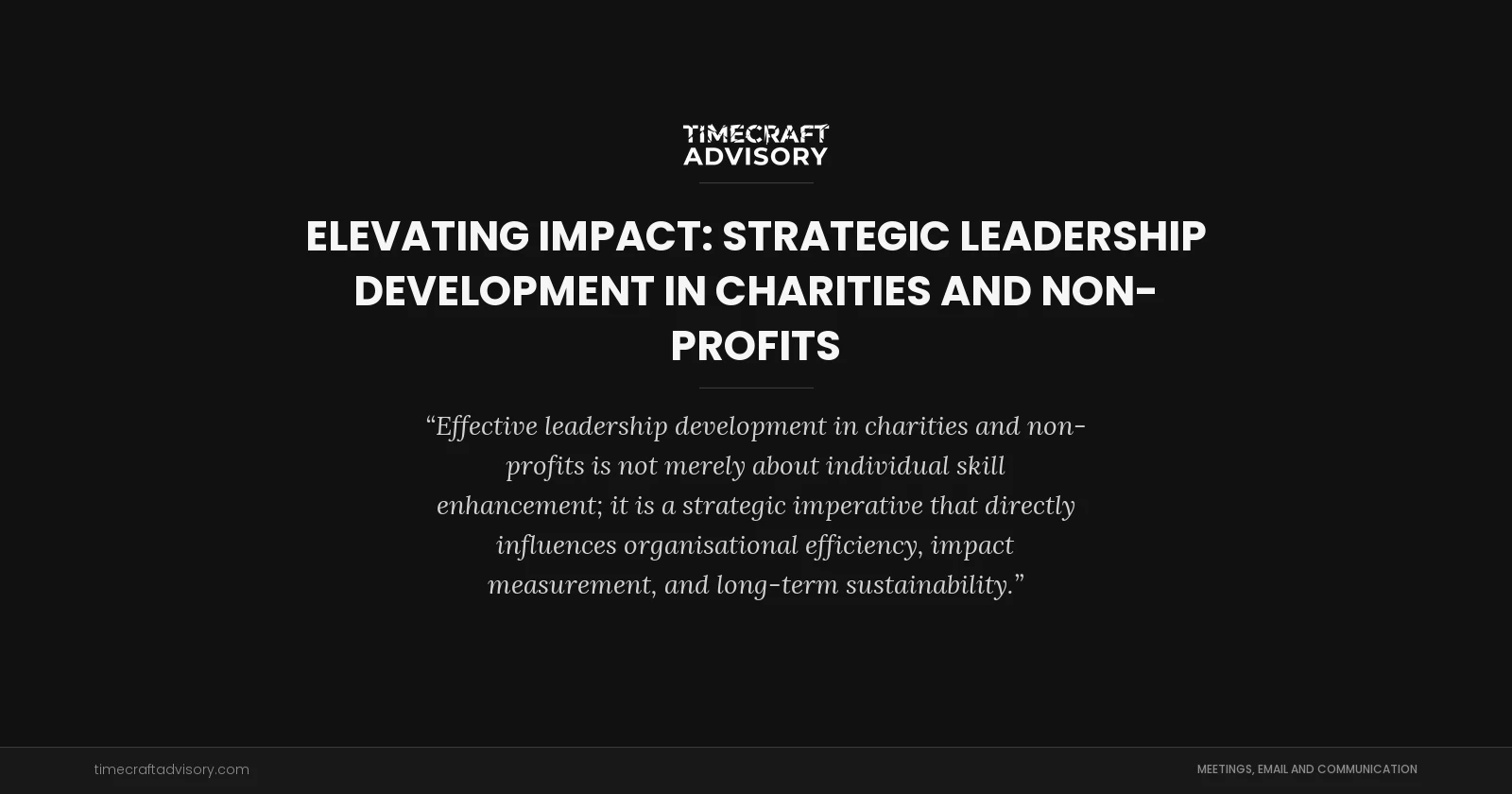 Elevating Impact: Strategic Leadership Development in Charities and Non-Profits