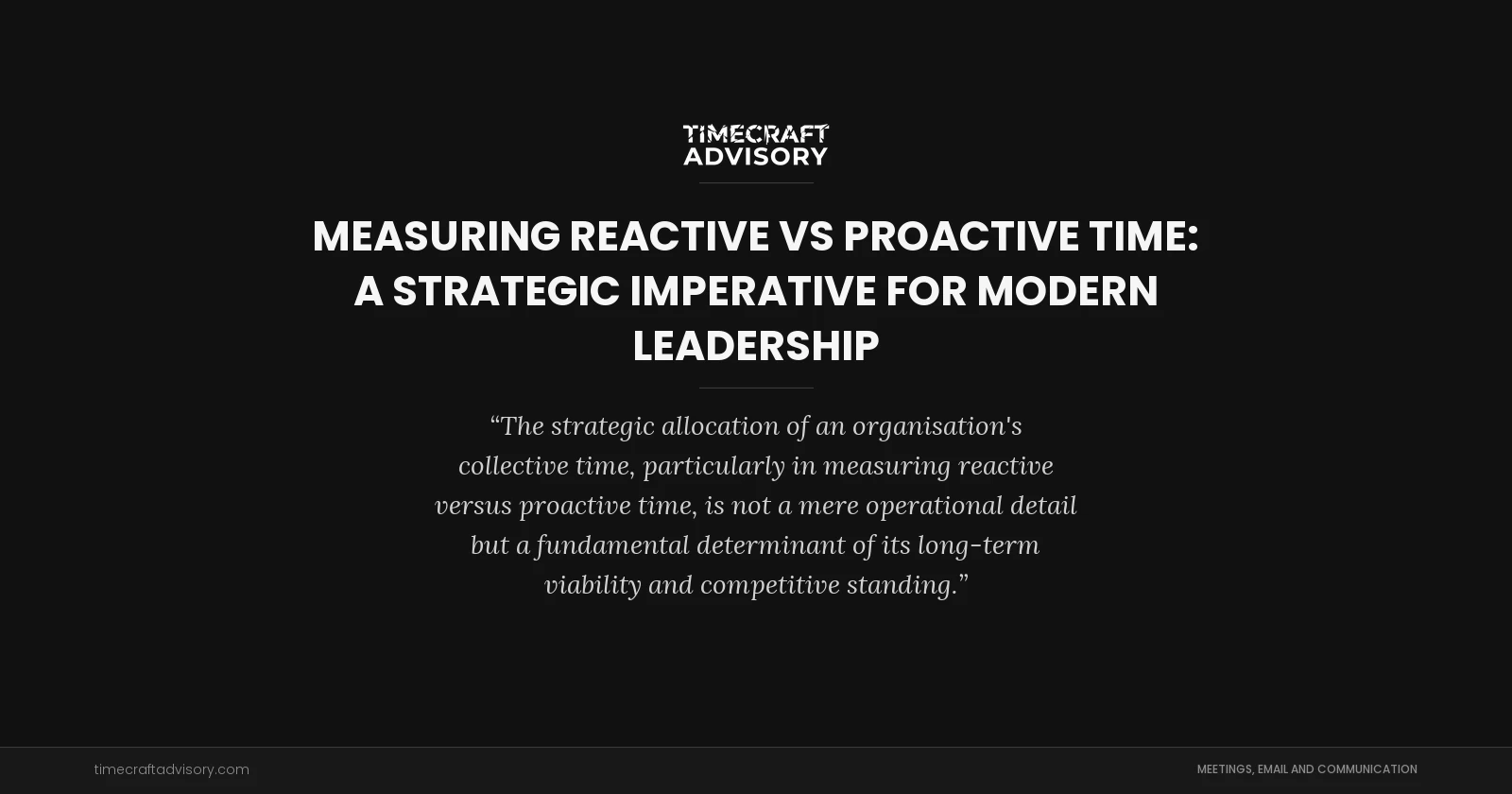 Measuring Reactive vs Proactive Time: A Strategic Imperative for Modern Leadership