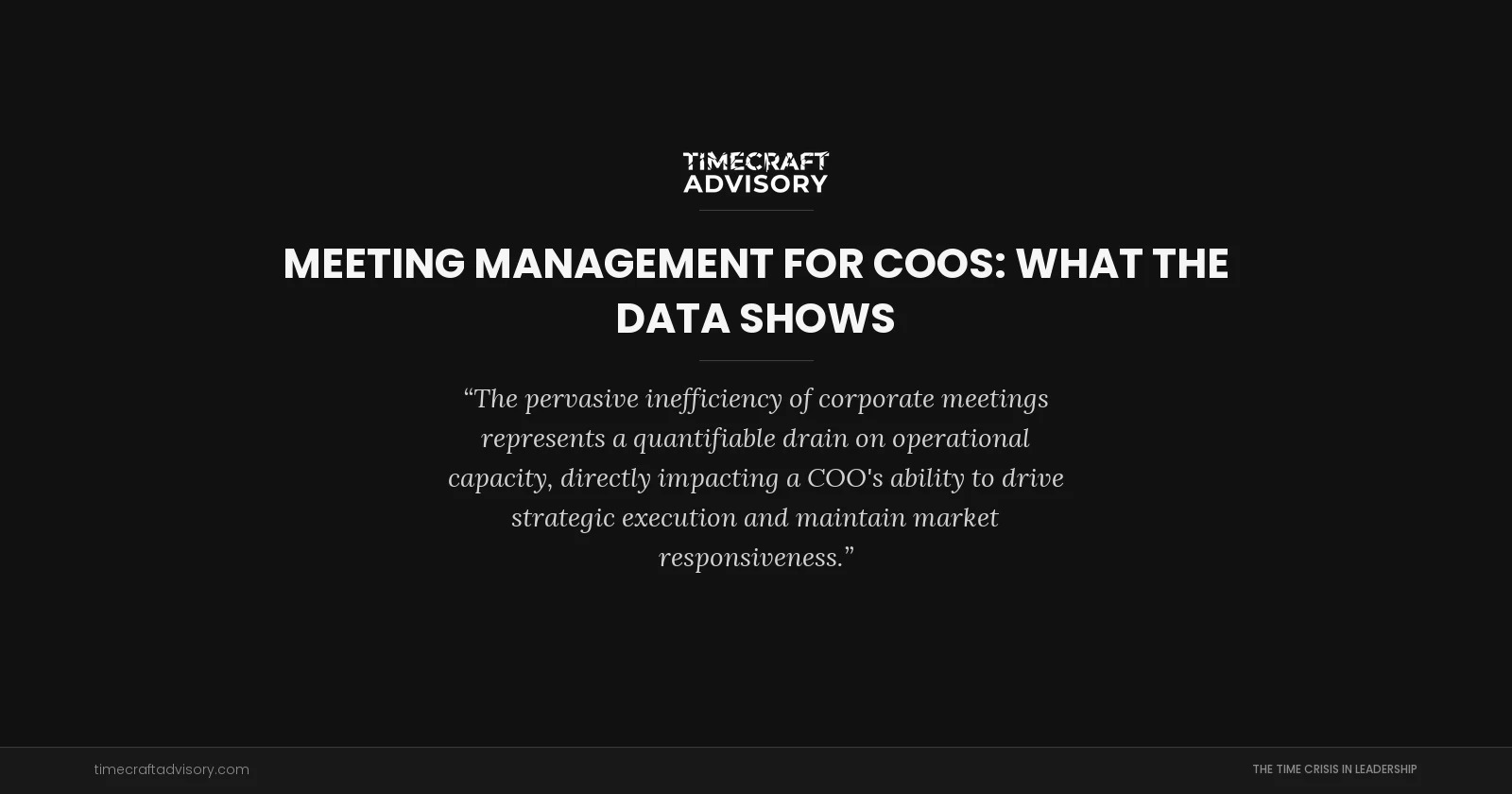 Meeting Management for COOs: What the Data Shows