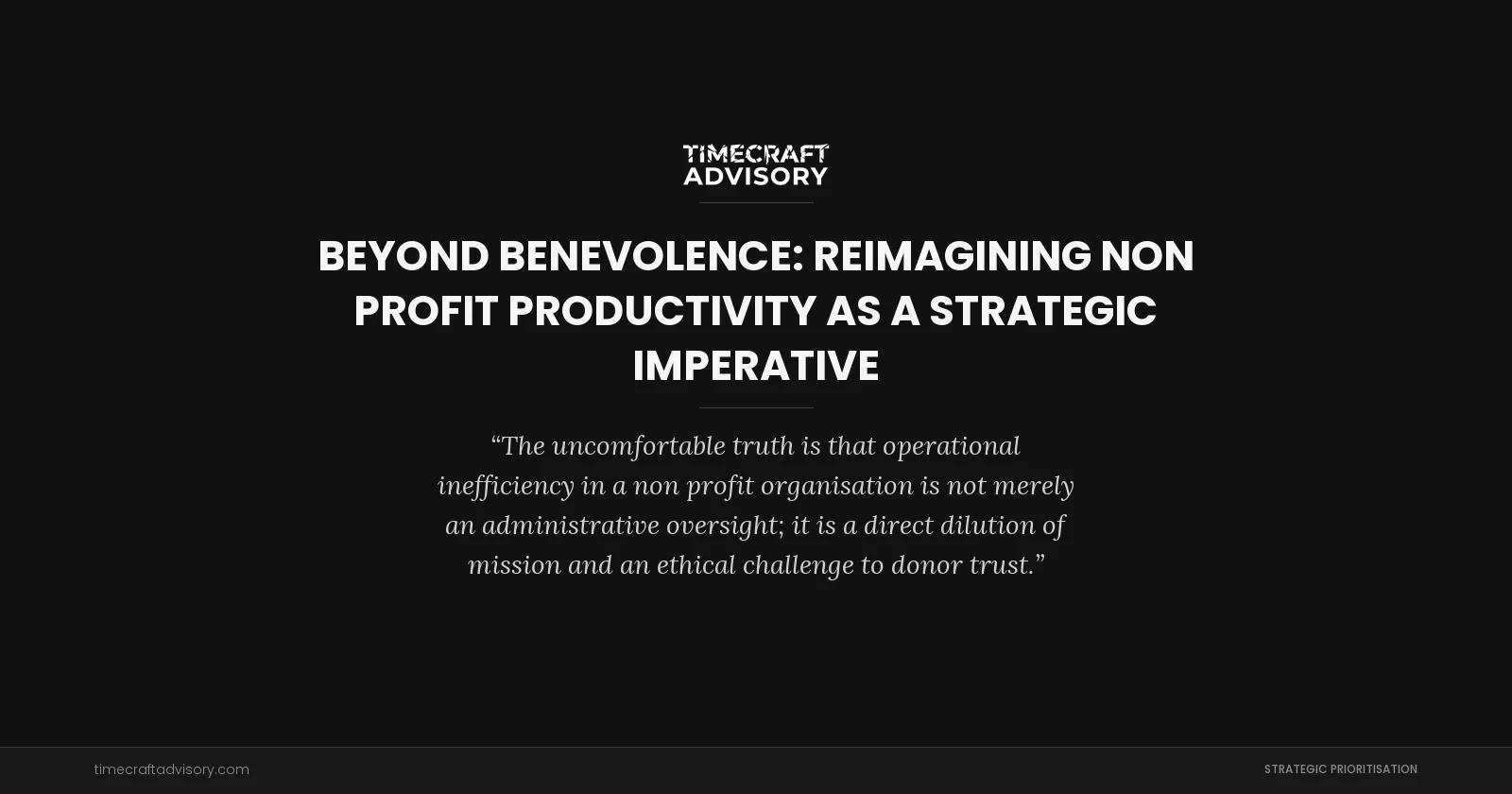 Beyond Benevolence: Reimagining Non Profit Productivity as a Strategic Imperative
