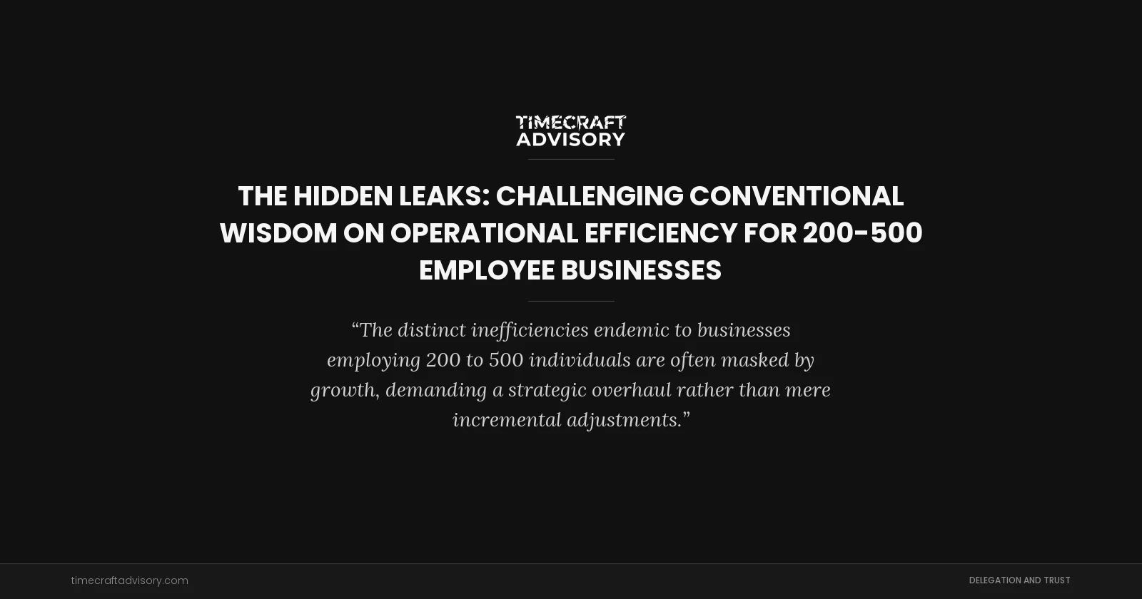 The Hidden Leaks: Challenging Conventional Wisdom on Operational Efficiency for 200-500 Employee Businesses