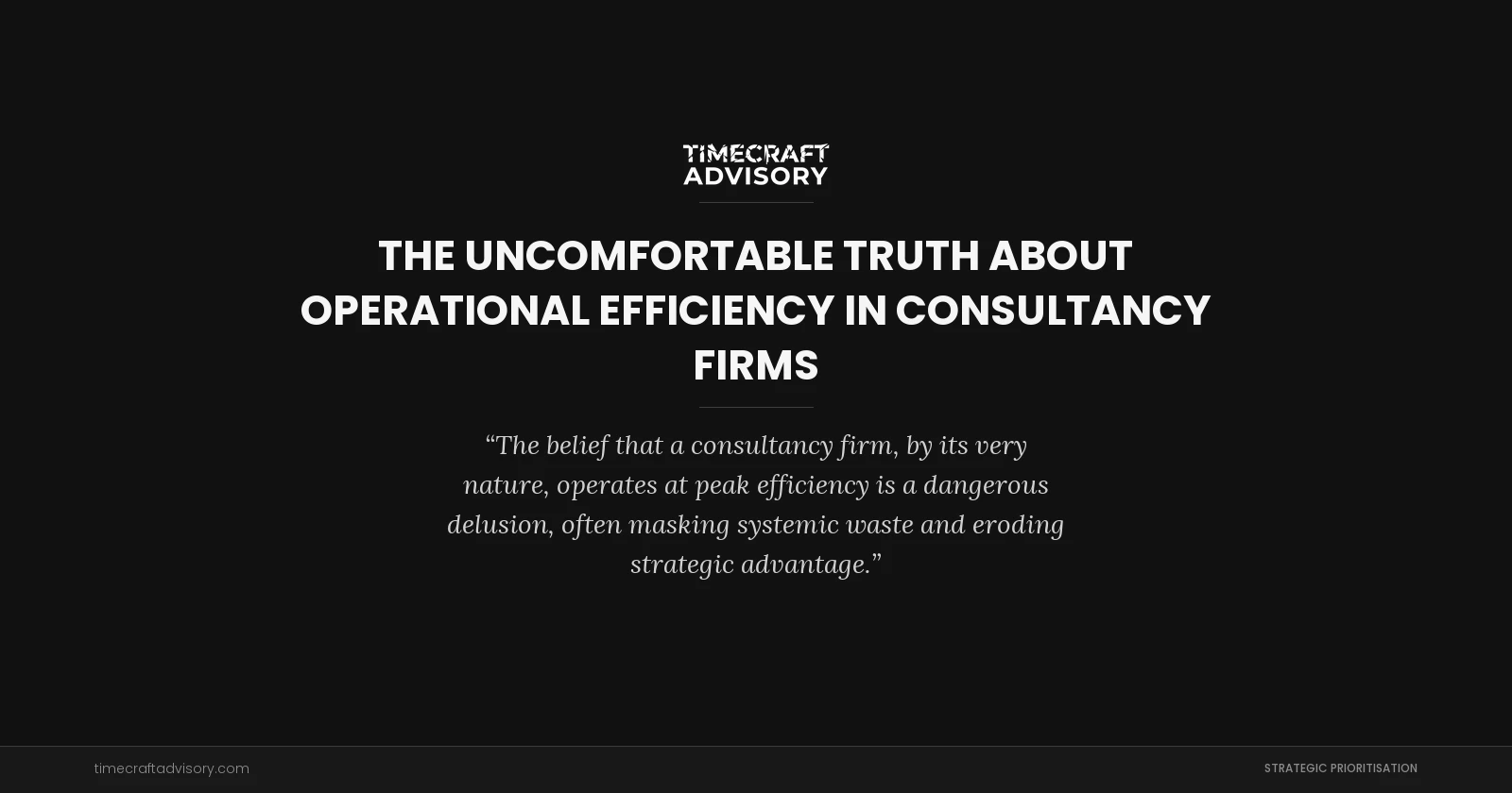 The Uncomfortable Truth About Operational Efficiency in Consultancy Firms