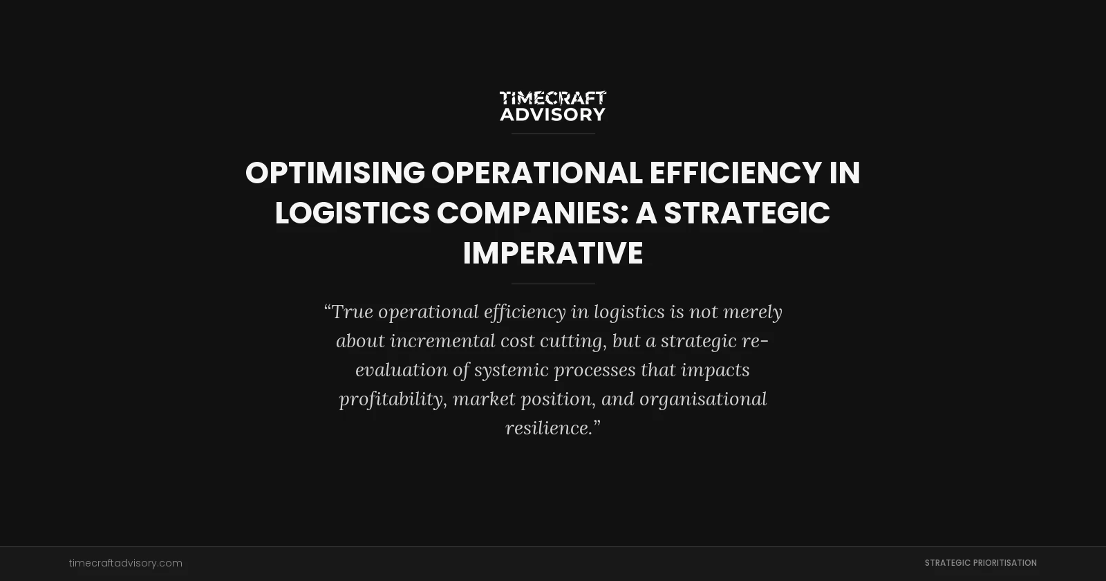 Optimising Operational Efficiency in Logistics Companies: A Strategic Imperative