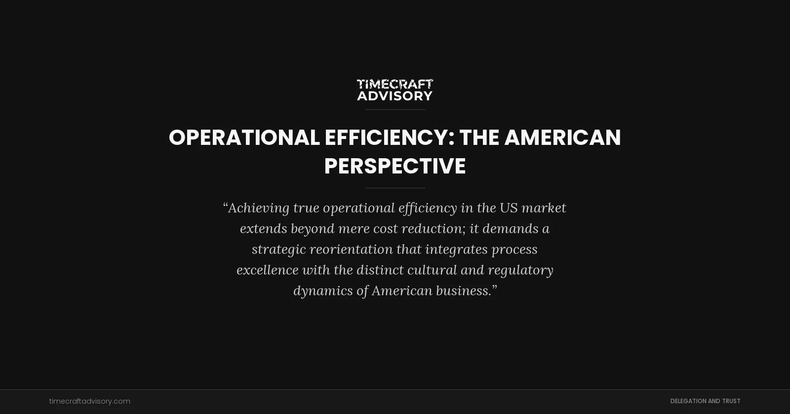 Operational Efficiency: The American Perspective