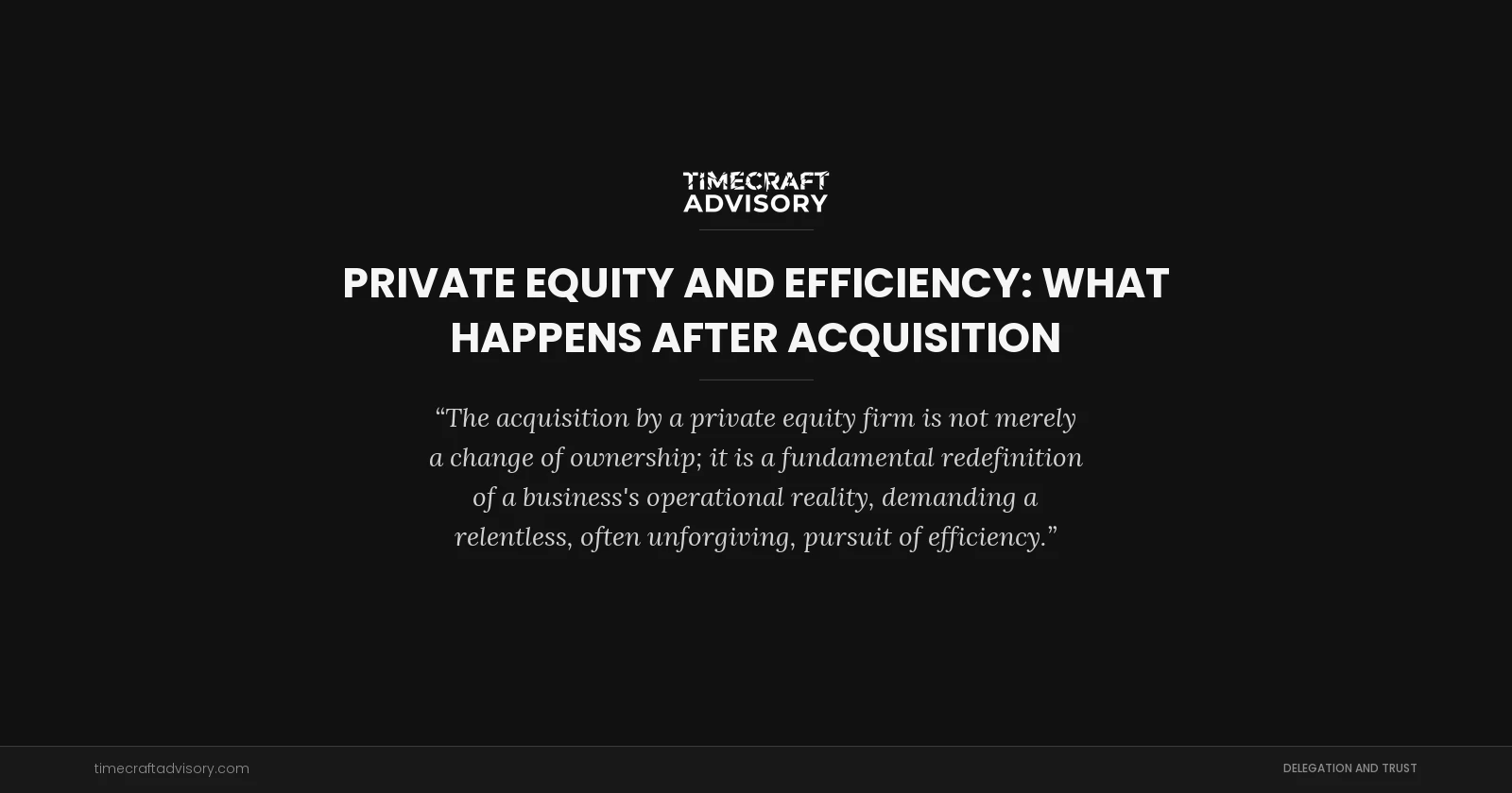 Private Equity and Efficiency: What Happens After Acquisition