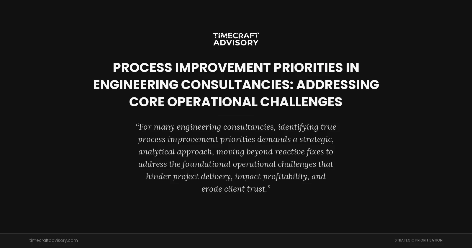 Process Improvement Priorities in Engineering Consultancies: Addressing Core Operational Challenges