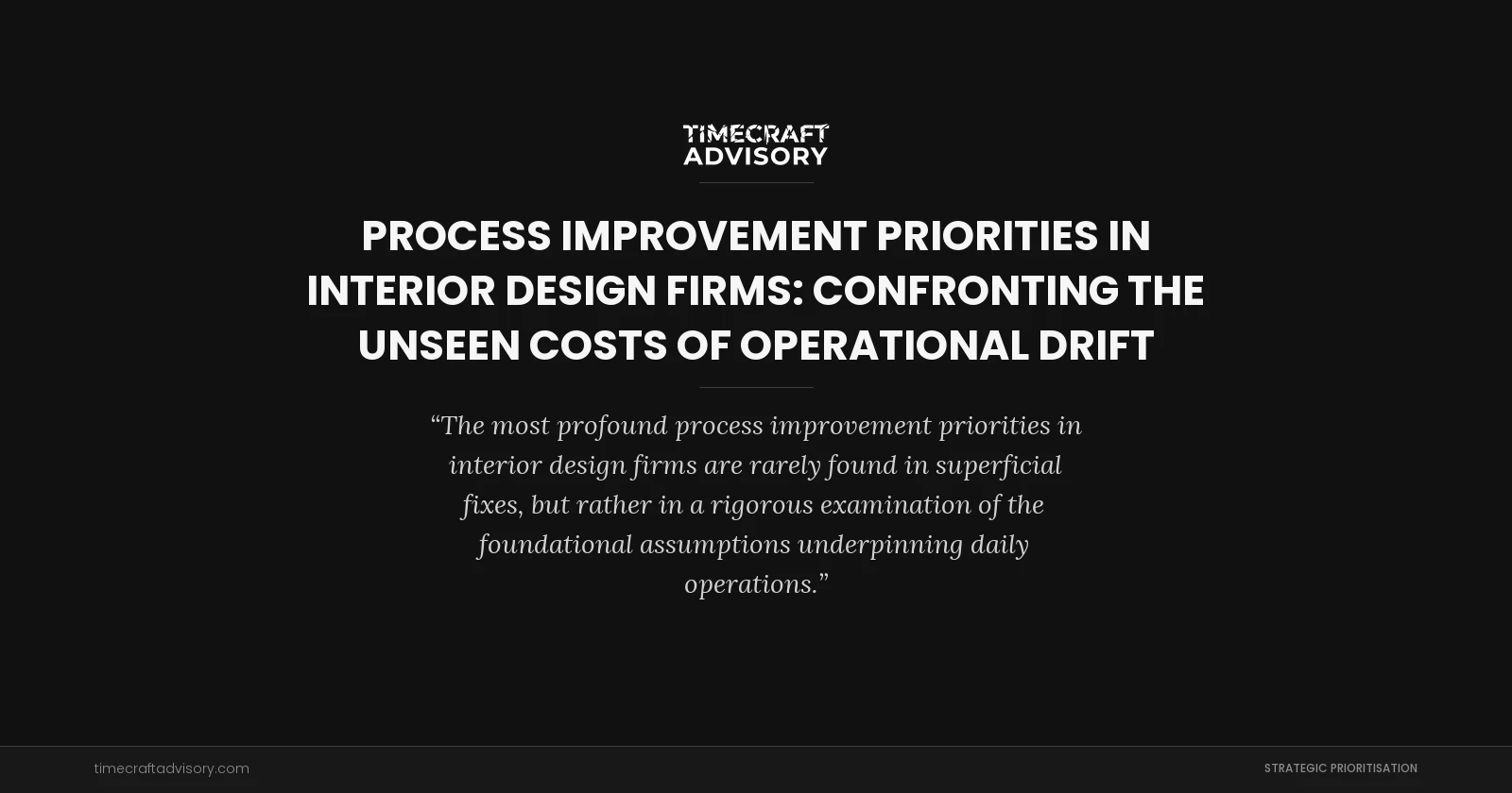 Process Improvement Priorities in Interior Design Firms: Confronting the Unseen Costs of Operational Drift