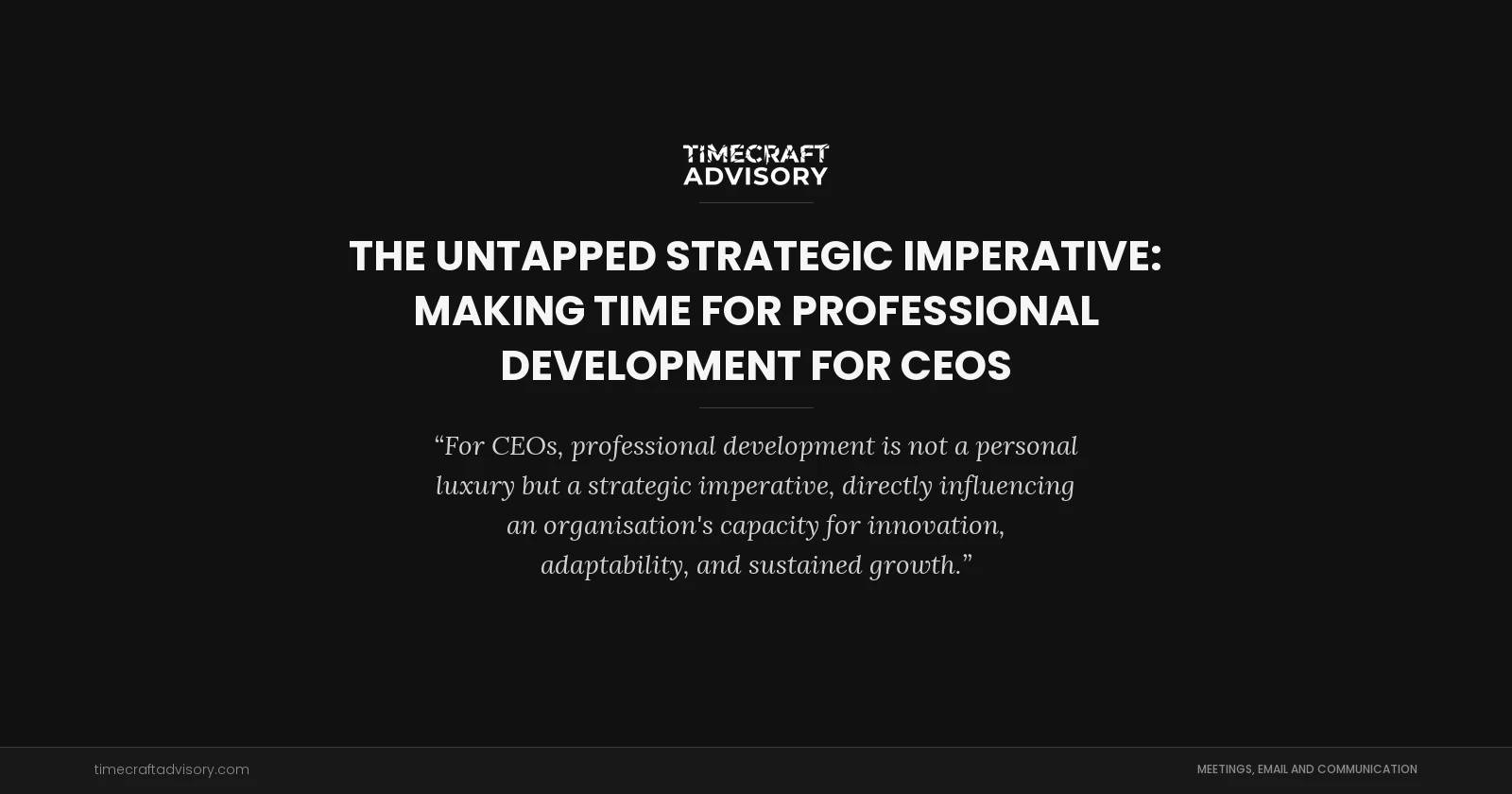 The Untapped Strategic Imperative: Making Time for Professional Development for CEOs