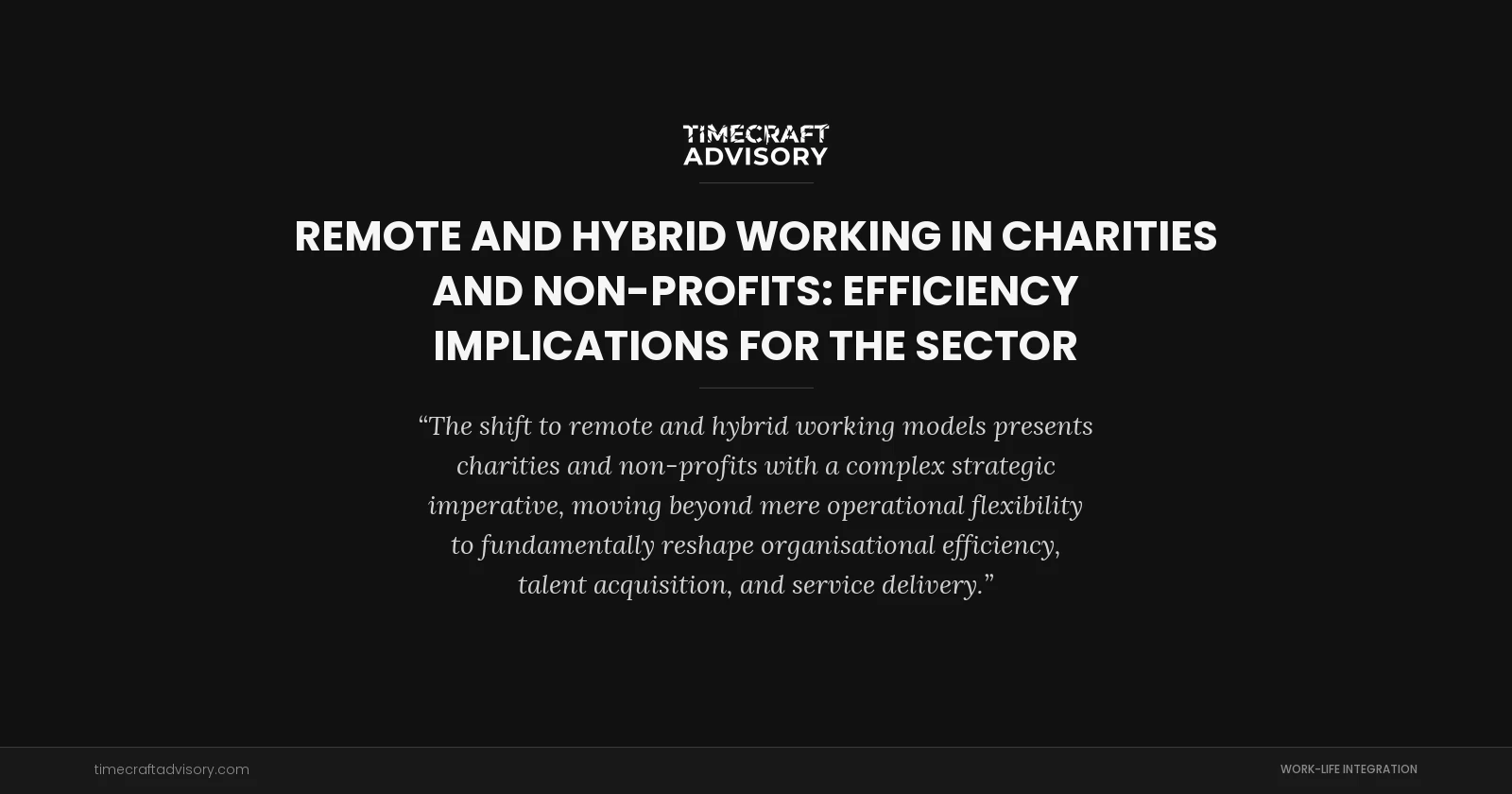 Remote And Hybrid Working in Charities And Non-Profits: Efficiency Implications for the Sector
