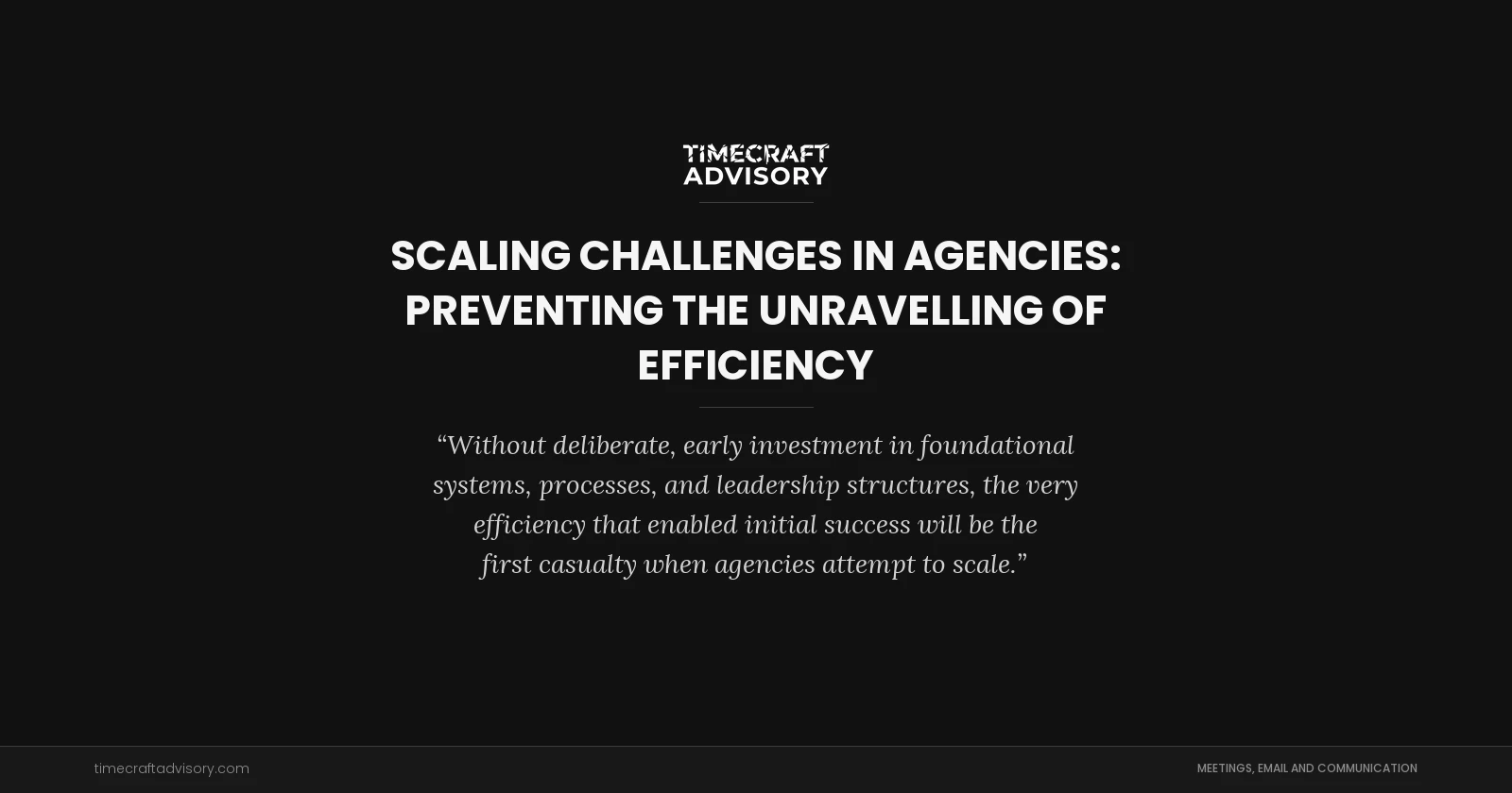 Scaling Challenges in Agencies: Preventing the Unravelling of Efficiency