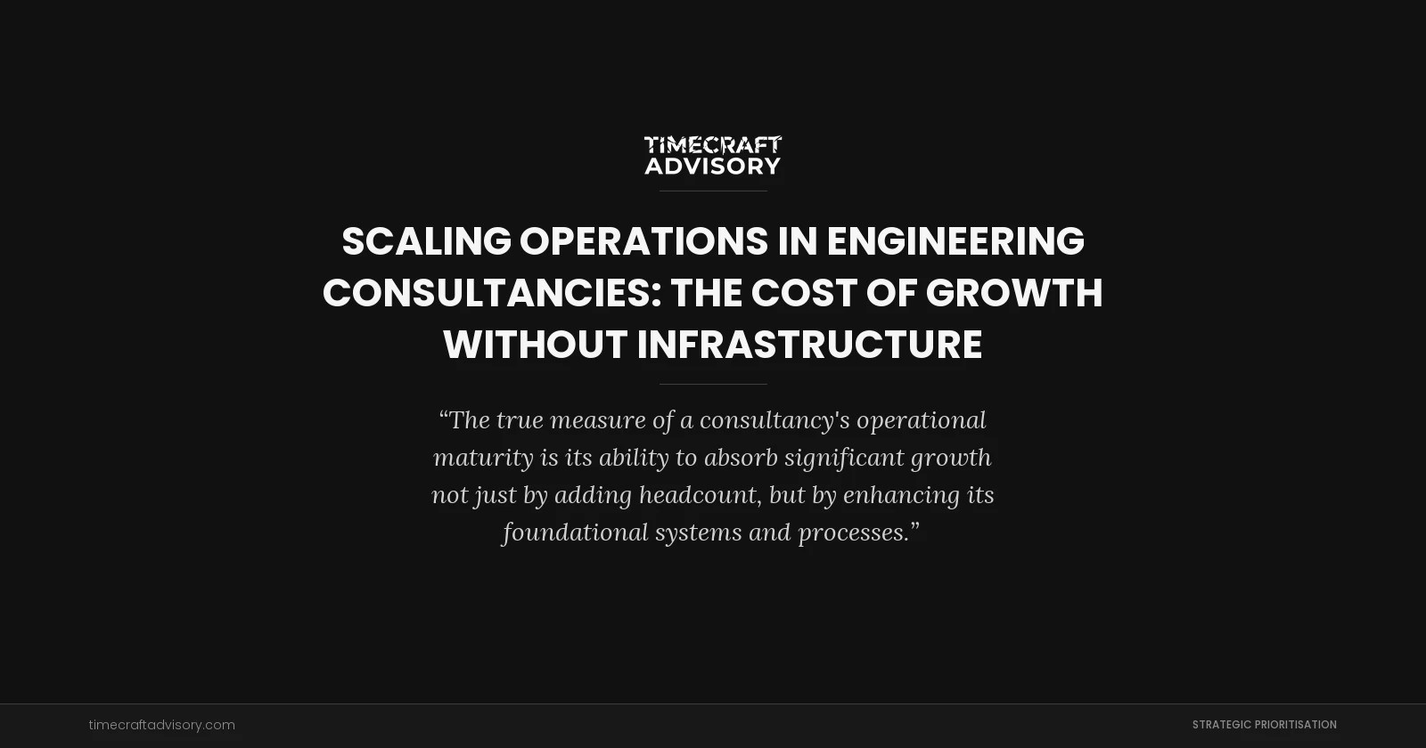Scaling Operations in Engineering Consultancies: The Cost of Growth Without Infrastructure