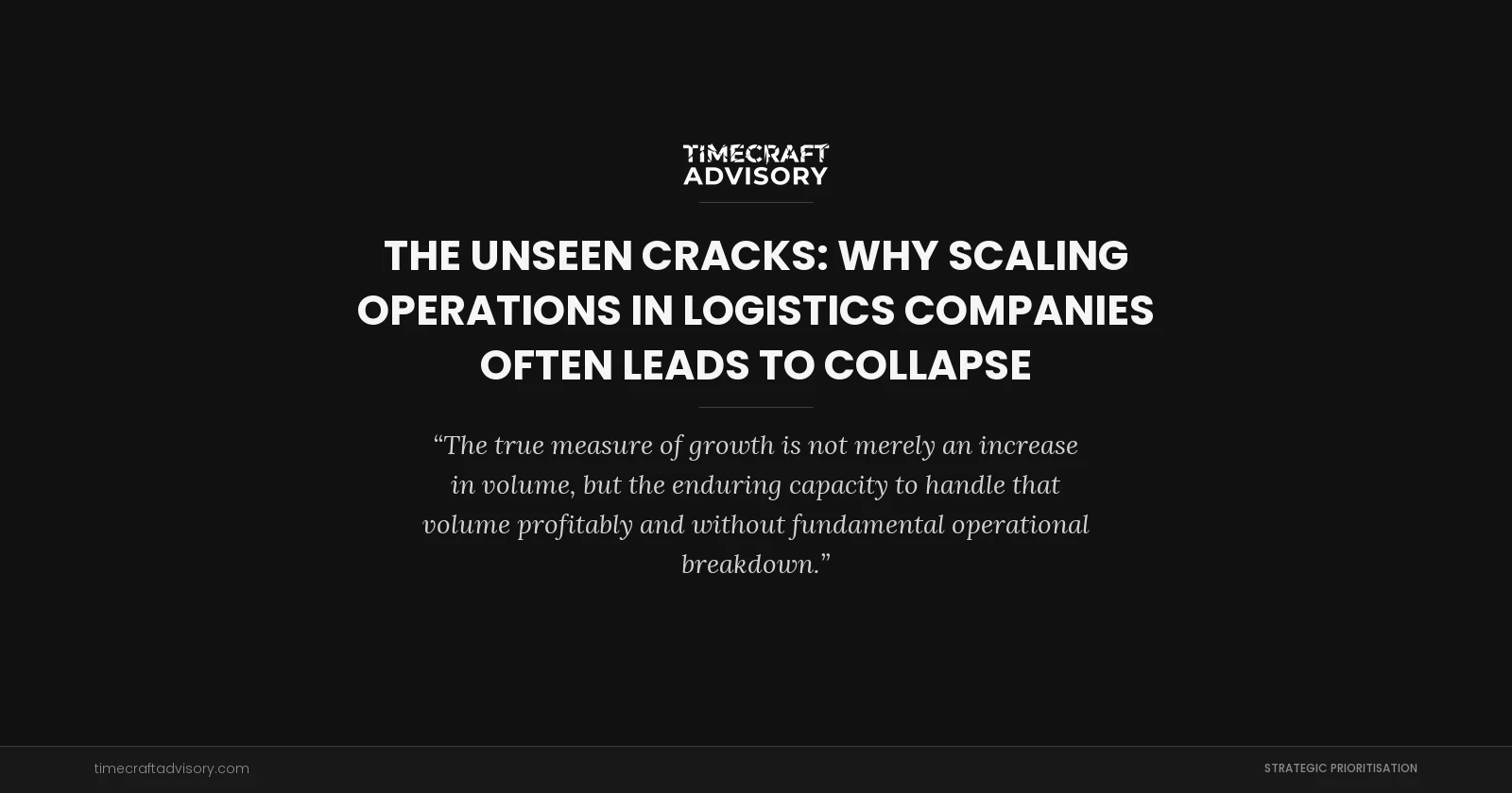 The Unseen Cracks: Why Scaling Operations in Logistics Companies Often Leads to Collapse