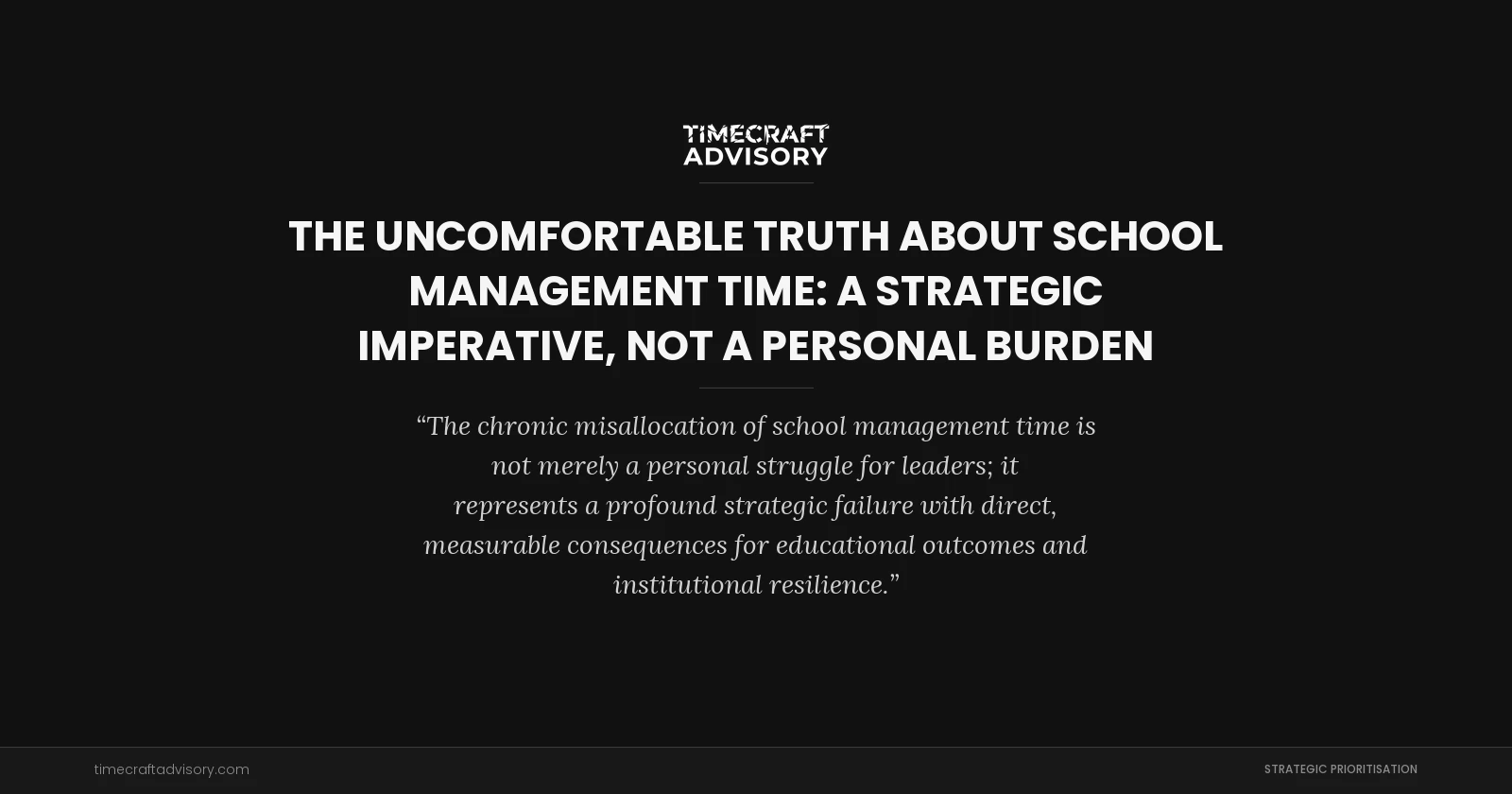 The Uncomfortable Truth About School Management Time: A Strategic Imperative, Not a Personal Burden