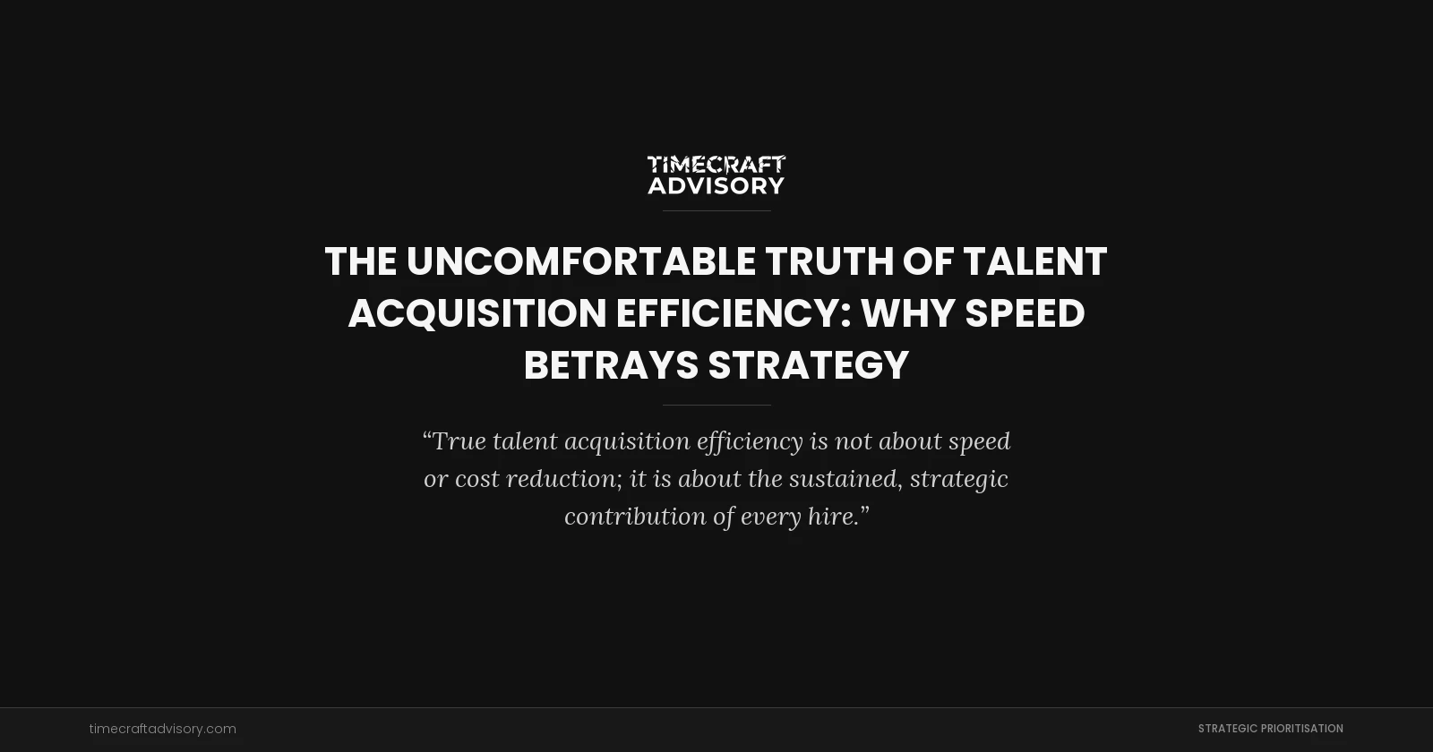 The Uncomfortable Truth of Talent Acquisition Efficiency: Why Speed Betrays Strategy