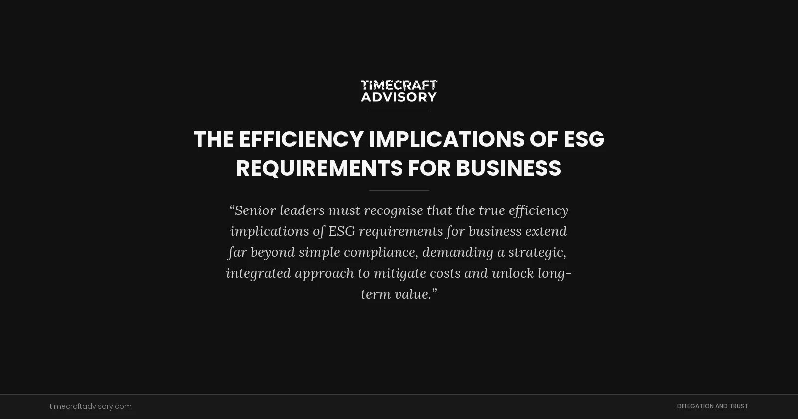 The Efficiency Implications of ESG Requirements for Business