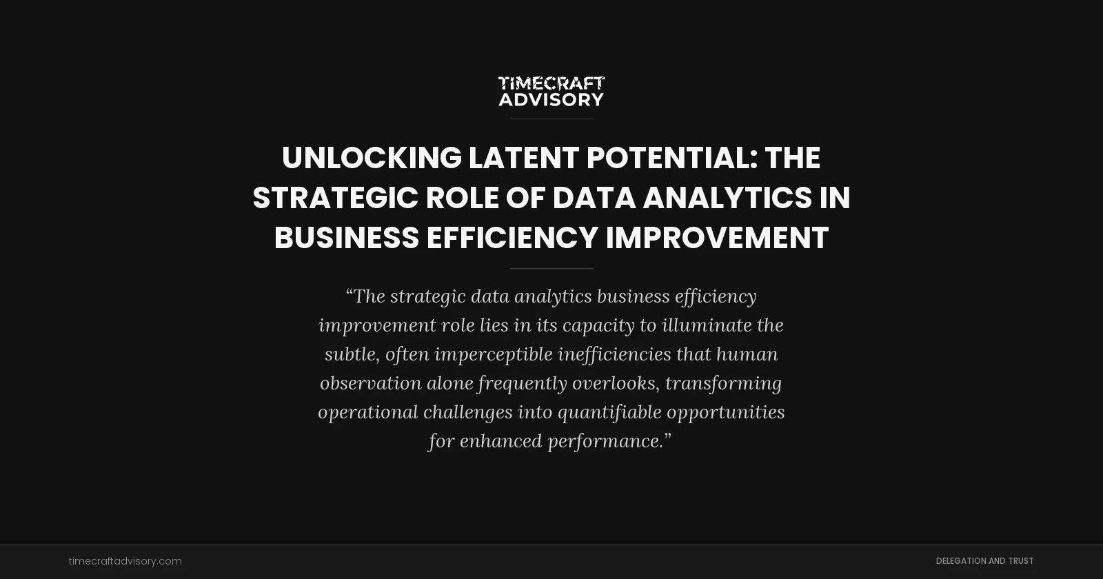 Unlocking Latent Potential: The Strategic Role of Data Analytics in Business Efficiency Improvement
