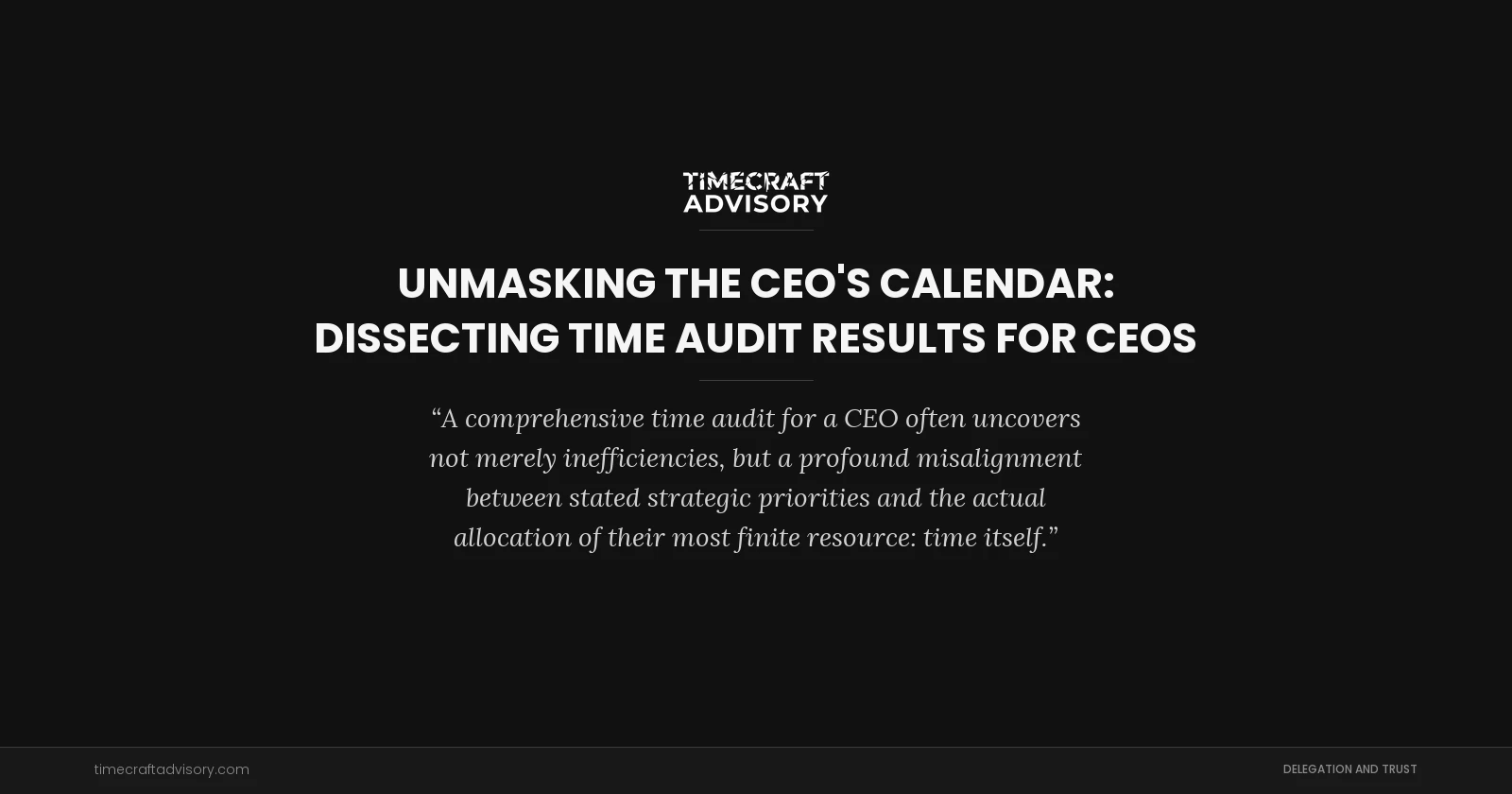Unmasking the CEO's Calendar: Dissecting Time Audit Results for CEOs