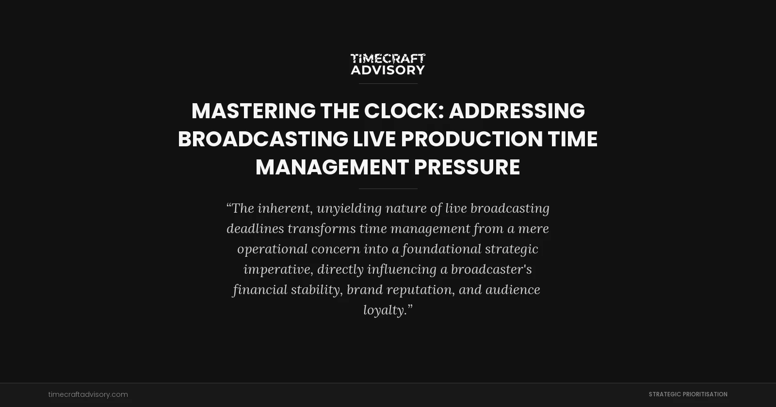Mastering the Clock: Addressing Broadcasting Live Production Time Management Pressure