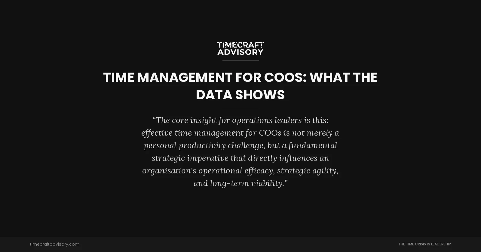 Time Management for COOs: What the Data Shows