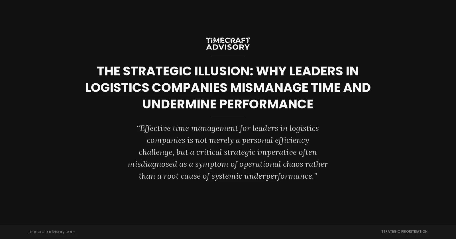 The Strategic Illusion: Why Leaders in Logistics Companies Mismanage Time and Undermine Performance