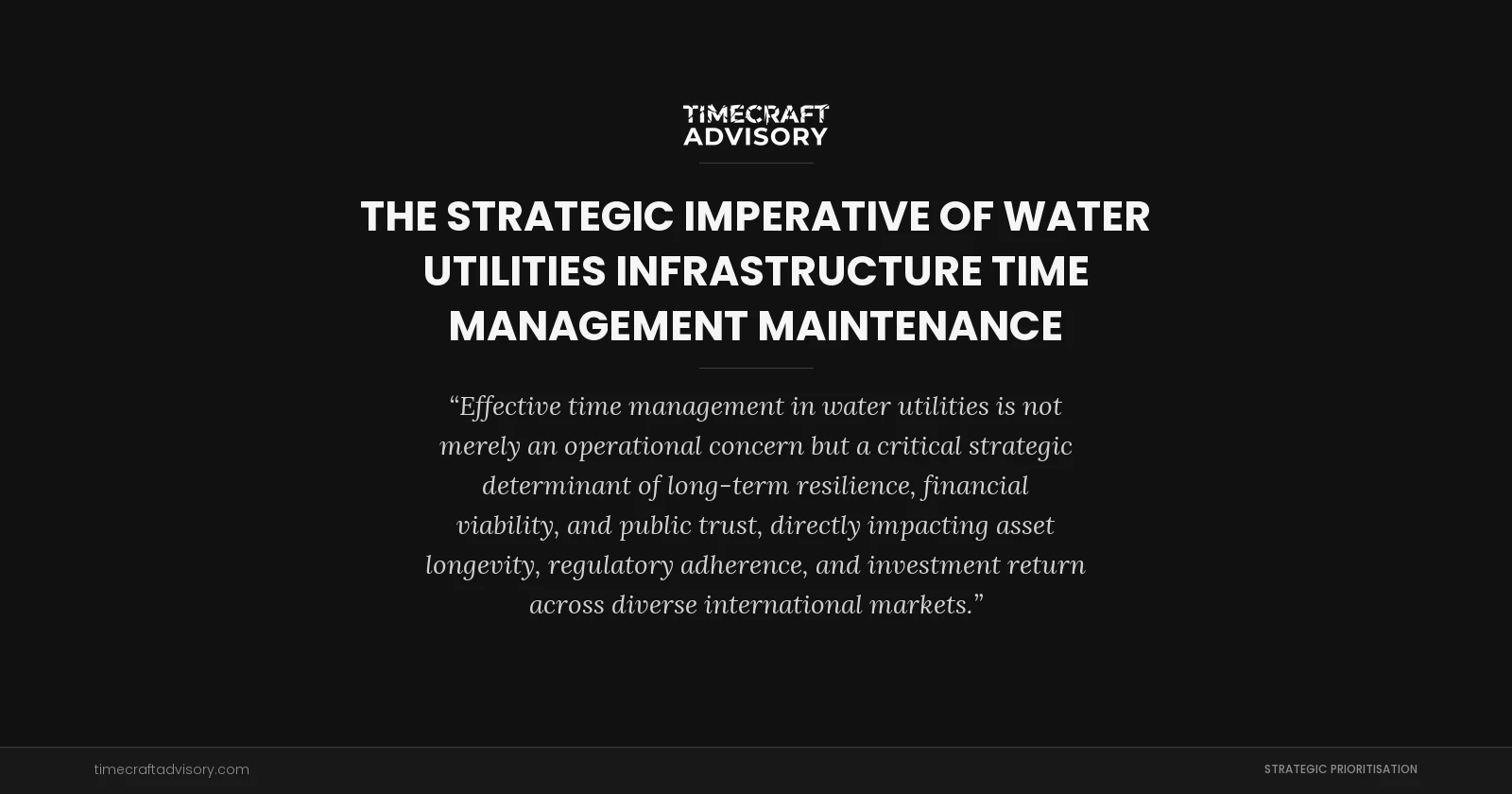 The Strategic Imperative of Water Utilities Infrastructure Time Management Maintenance