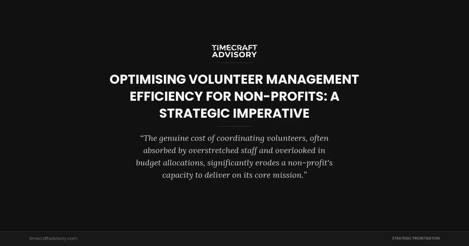 Optimising Volunteer Management Efficiency for Non-Profits: A Strategic Imperative