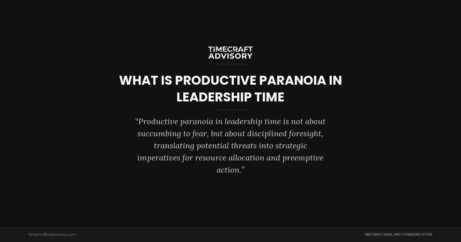 What Is Productive Paranoia in Leadership Time
