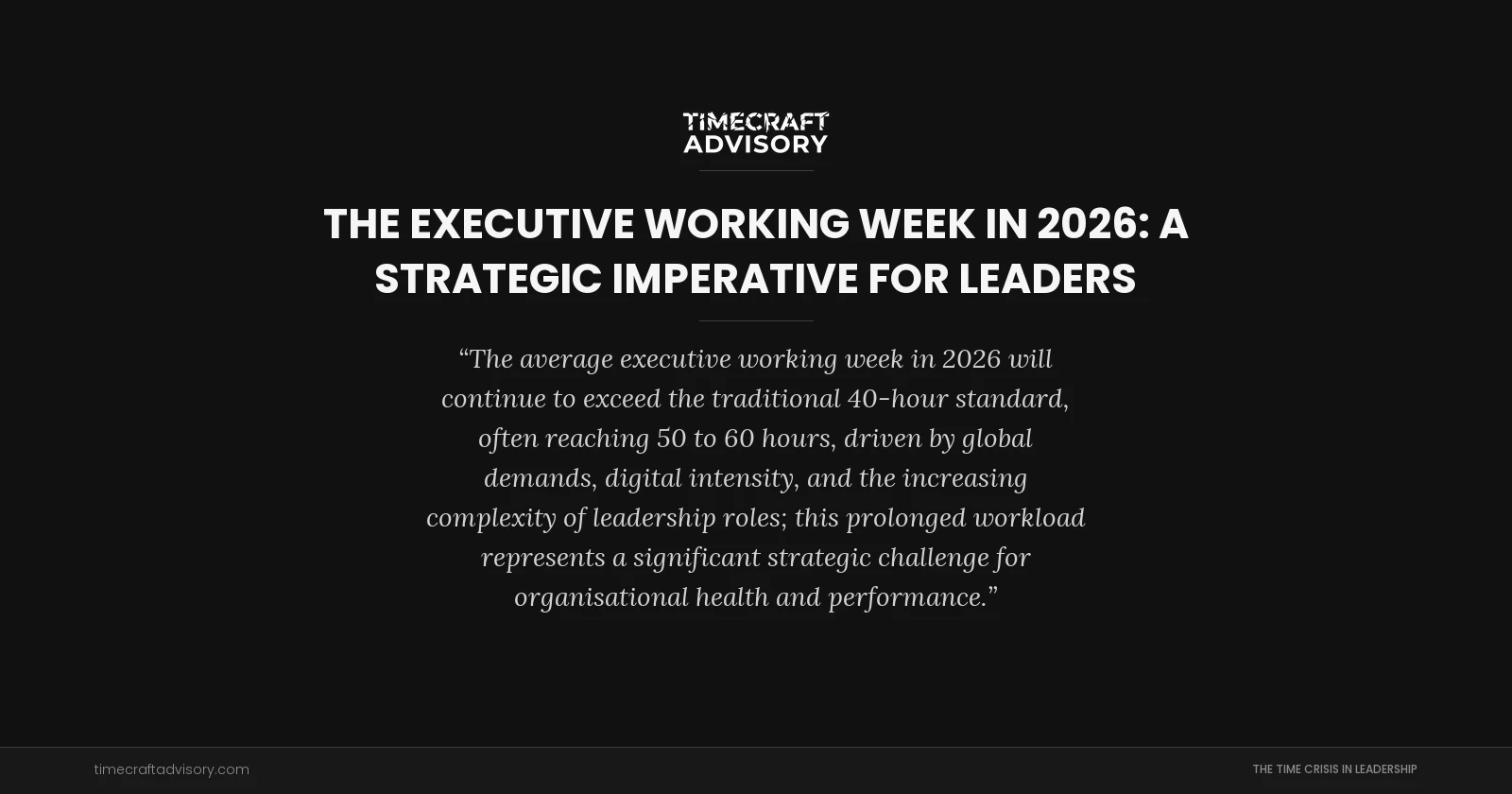 The Executive Working Week in 2026: A Strategic Imperative for Leaders