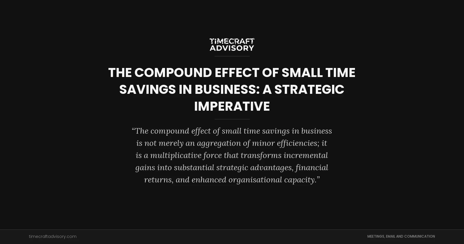 The Compound Effect of Small Time Savings in Business: A Strategic Imperative