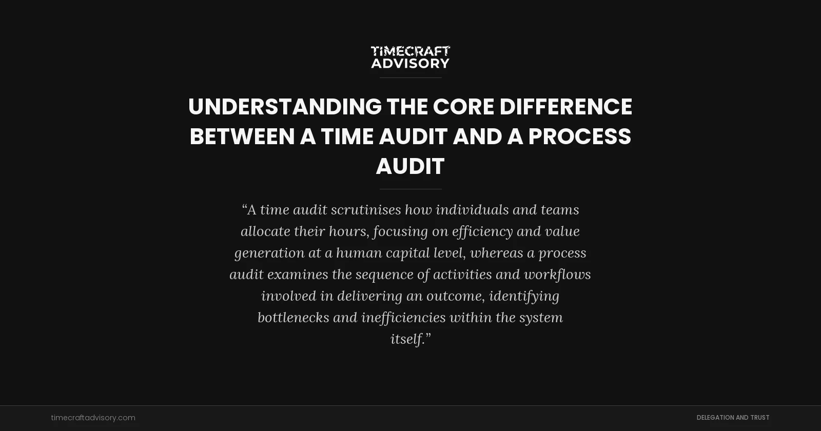 Understanding the Core Difference Between a Time Audit and a Process Audit