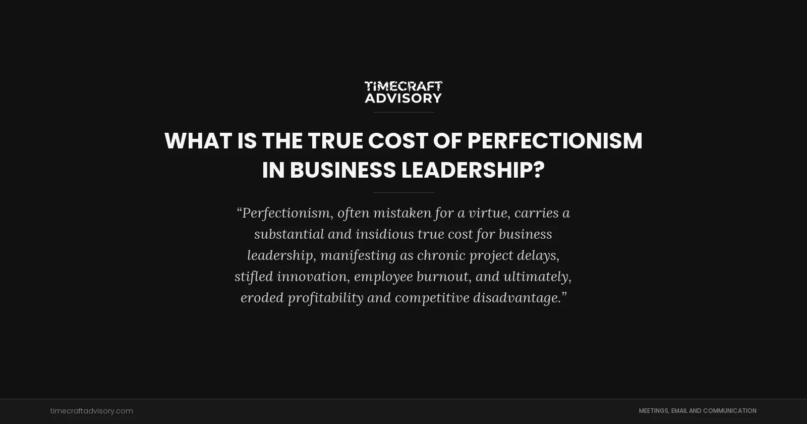 What is the True Cost of Perfectionism in Business Leadership?