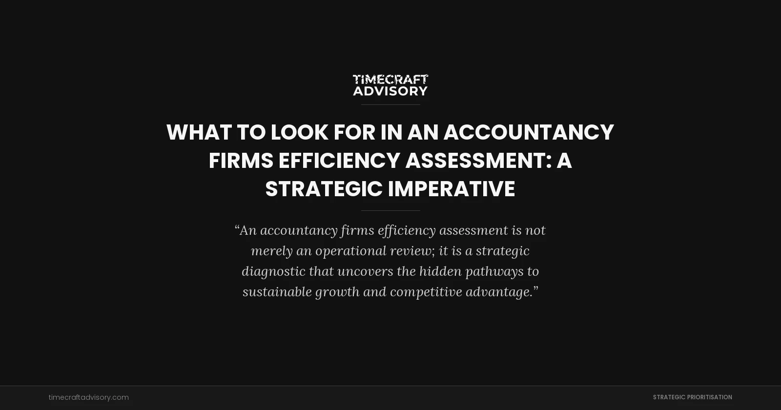 What to Look for in an Accountancy Firms Efficiency Assessment: A Strategic Imperative