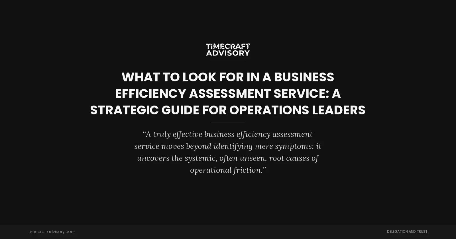 What to Look for in a Business Efficiency Assessment Service: A Strategic Guide for Operations Leaders