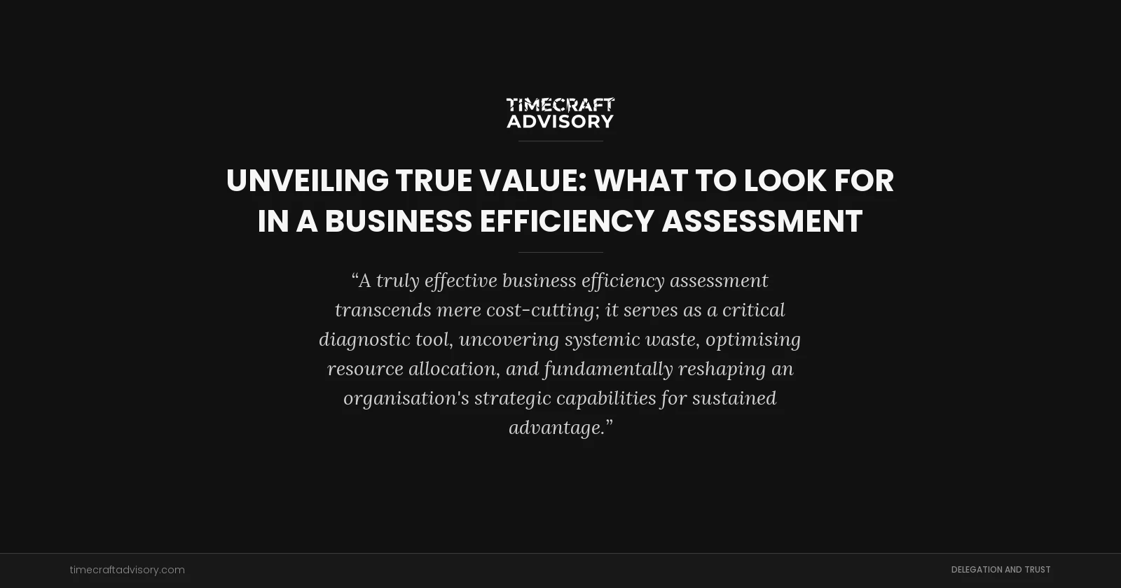 Unveiling True Value: What to Look for in a Business Efficiency Assessment