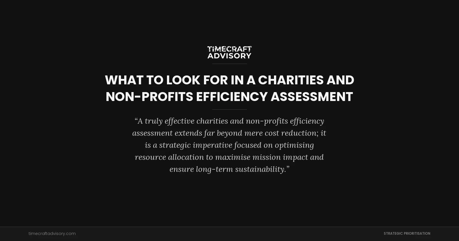 What to Look for in a Charities and Non-Profits Efficiency Assessment