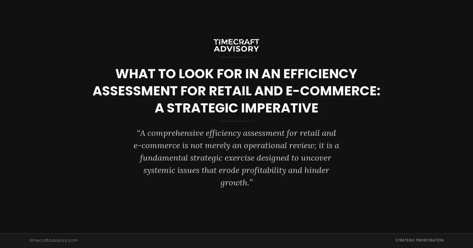 What to Look for in an Efficiency Assessment for Retail and E-Commerce: A Strategic Imperative
