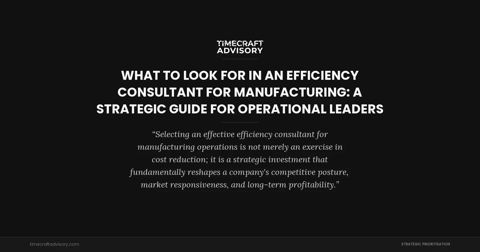 What to Look for in an Efficiency Consultant for Manufacturing: A Strategic Guide for Operational Leaders
