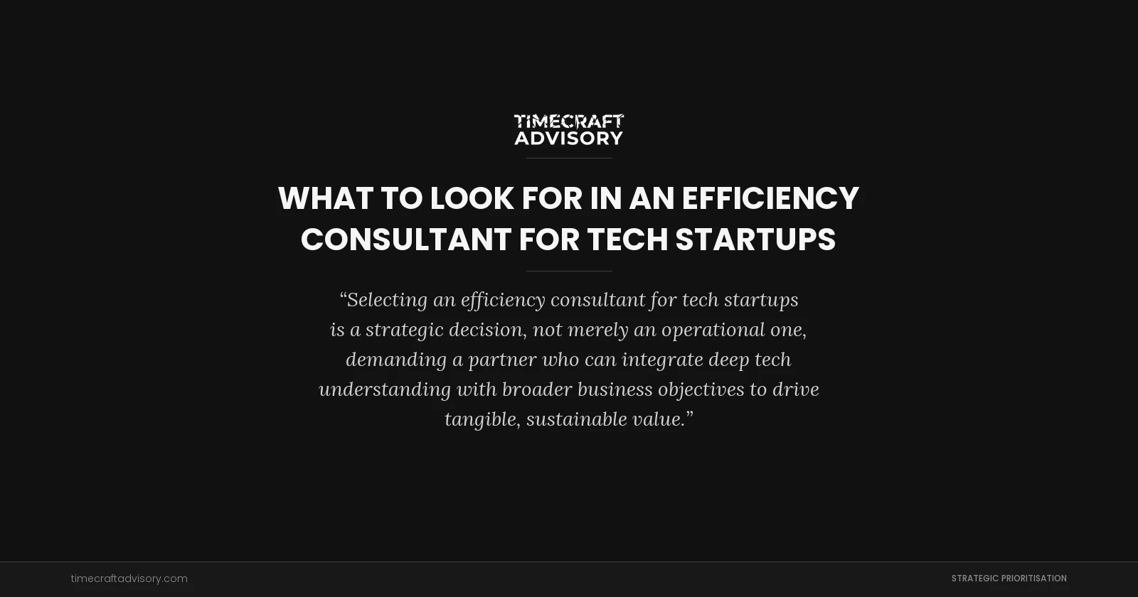 What to Look for in an Efficiency Consultant for Tech Startups