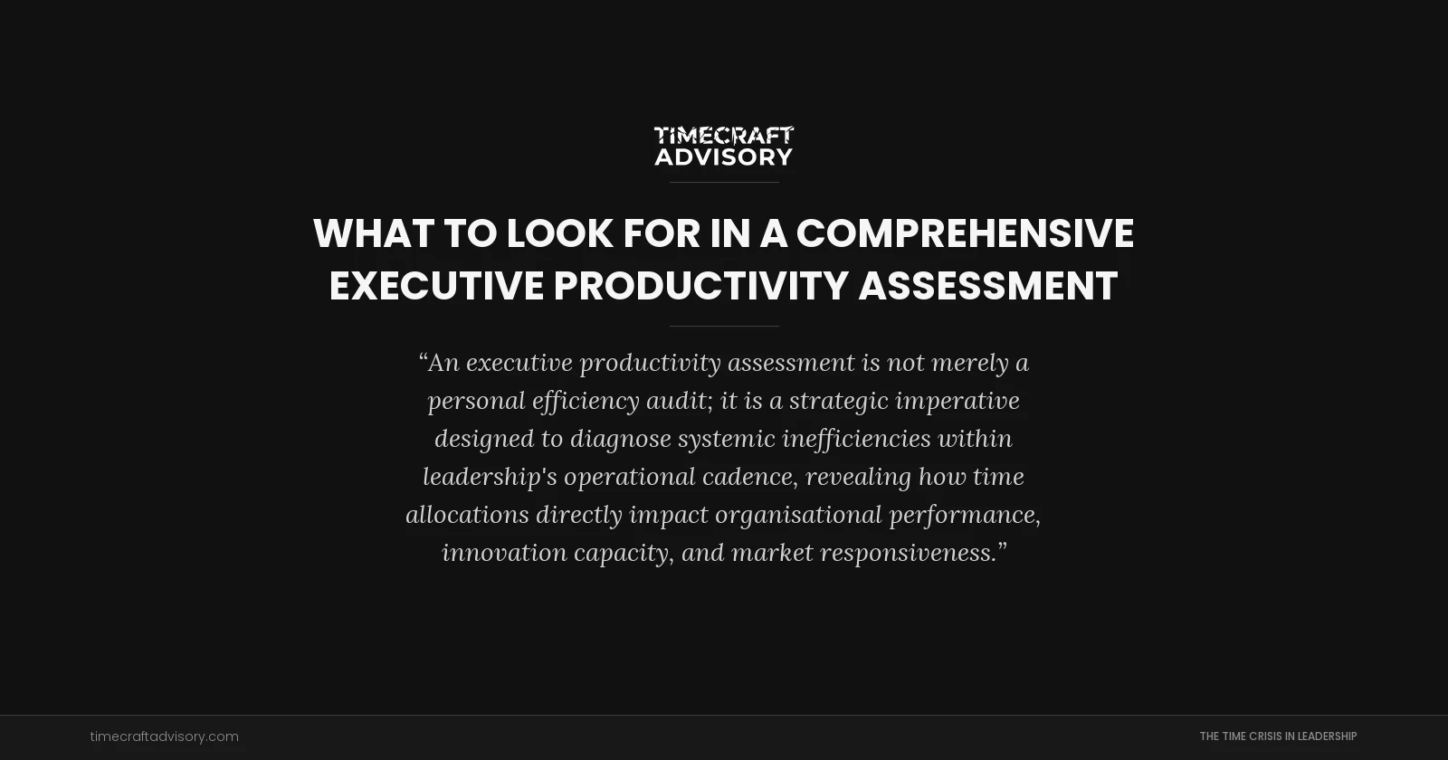 What to Look for in a Comprehensive Executive Productivity Assessment