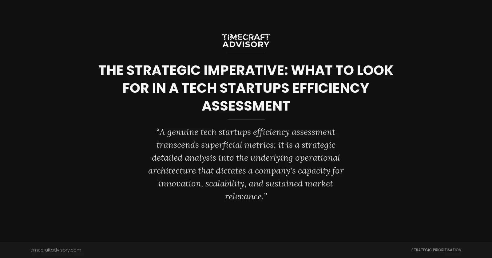 The Strategic Imperative: What to Look for in a Tech Startups Efficiency Assessment