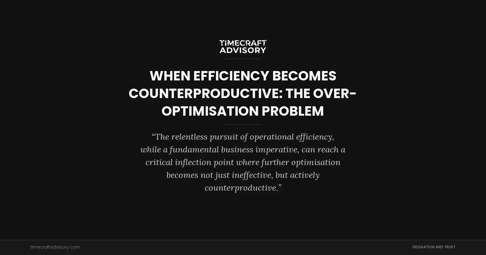 When Efficiency Becomes Counterproductive: The Over-Optimisation Problem