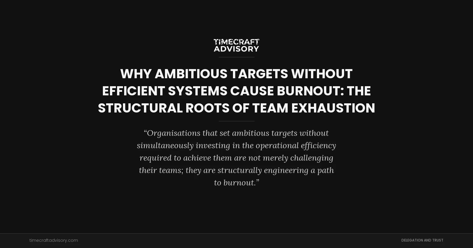 Why Ambitious Targets Without Efficient Systems Cause Burnout: The Structural Roots of Team Exhaustion