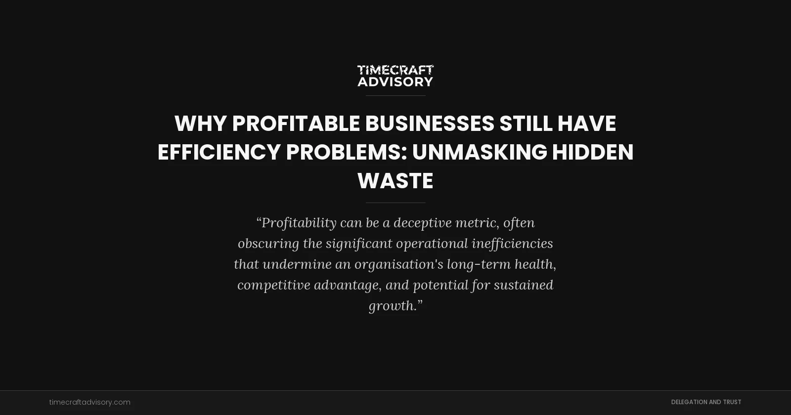 Why Profitable Businesses Still Have Efficiency Problems: Unmasking Hidden Waste